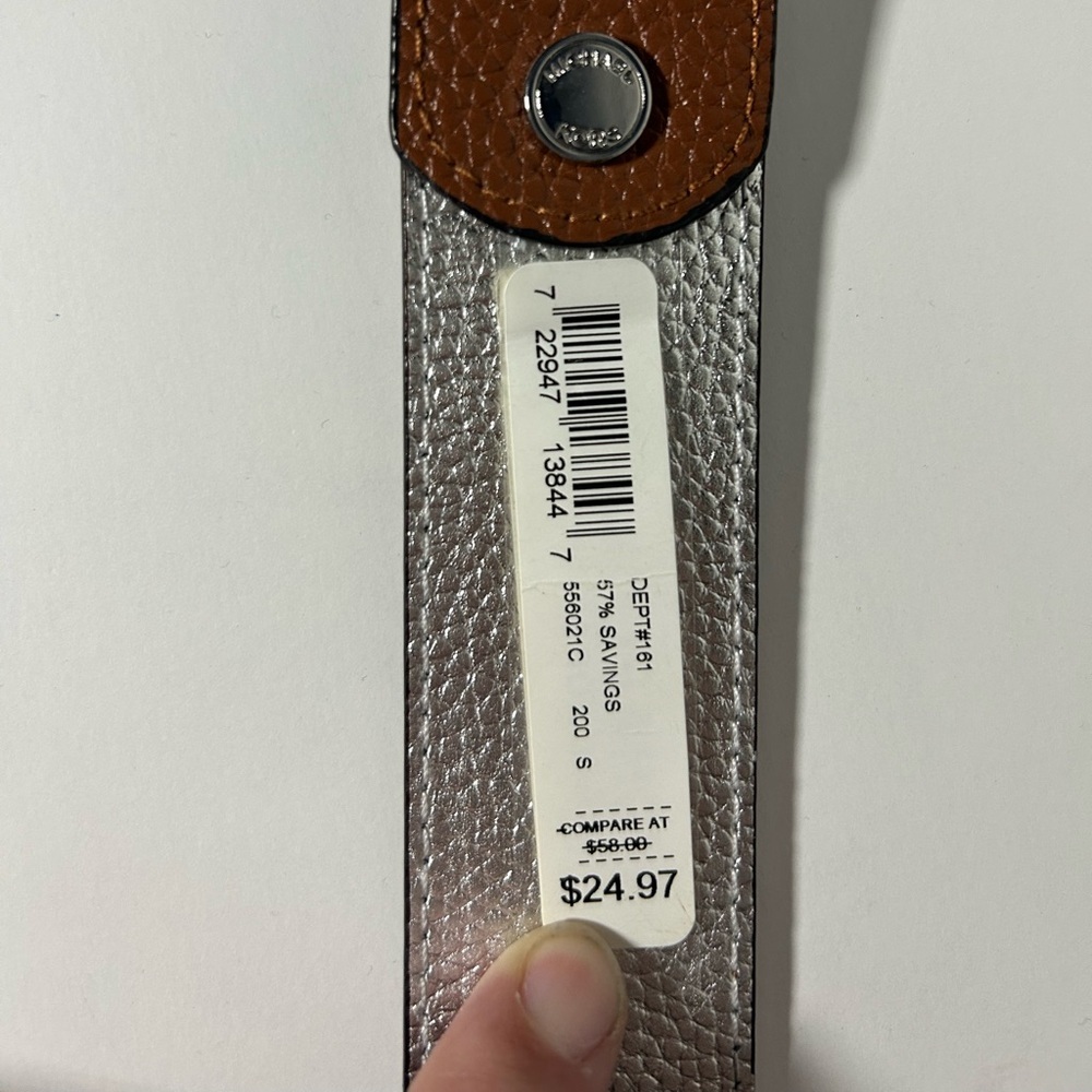 Michael Kors Brown Leather Belt with Silver Buckle, Reversible - Picture 4 of 7